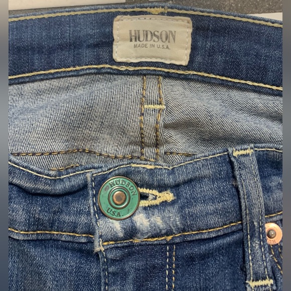 Hudson Krista Super Skinny Blue Denim Fall Jeans Factory Distressed 27x29 Blow - Picture 2 of 7